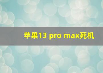 苹果13 pro max死机